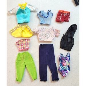 10 Pc Barbie Size Clothes Lot Sporty Casual Bathing Suit Pants Tops Shorts
